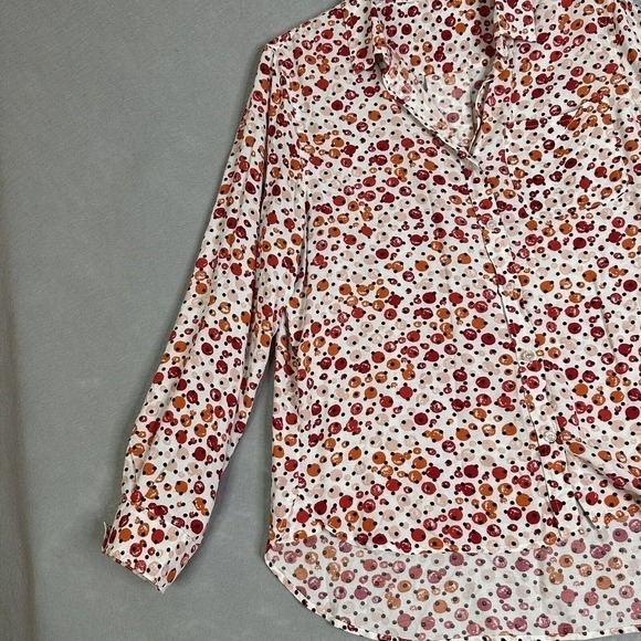 Velvet Heart Top Women Sz Large Fall Colors Roll Tab Sleeves Cranberry Pumpkin - Picture 6 of 16